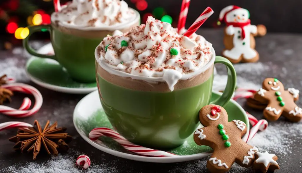 Christmas hot chocolate with whipped cream illustration