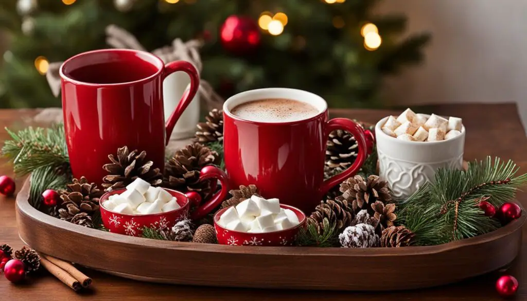 Christmas coffee and hot chocolate tray